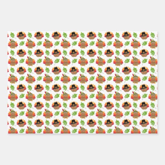 Erntedank Türkei Geschenkpapier Set (Vorderseite)