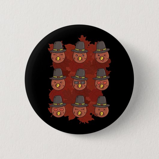Erntedank Türkei Gesicht Emoji Geschenk Button (Vorderseite)