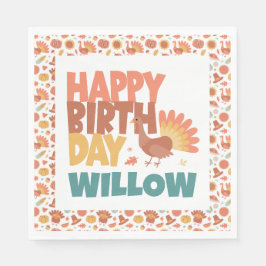 Erntedank Türkei Gobble Gobble Gappy Birthday Serviette