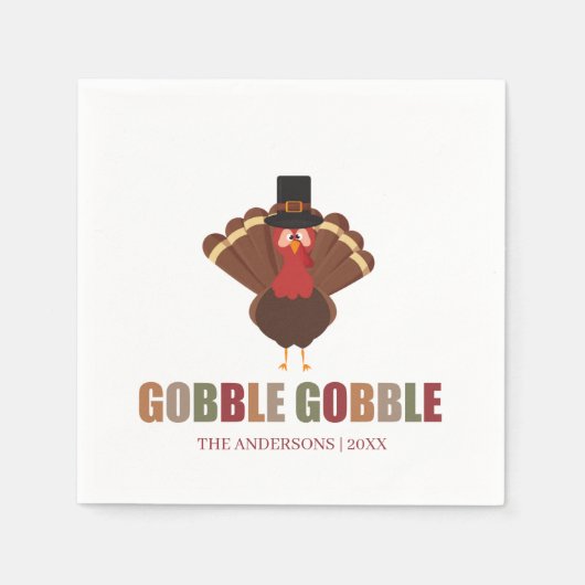 Erntedank Türkei Gobble Gobble Serviette (Vorderseite)