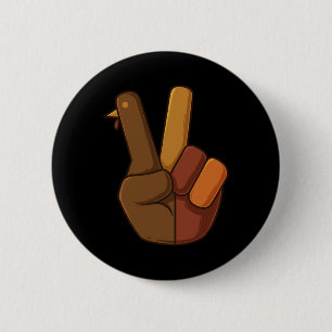 Erntedank Türkei Hand Friedenszeichen Spaß Kinder Button