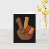 Erntedank Türkei Hand Friedenszeichen Spaß Kinder Karte (Gelbe Blume)