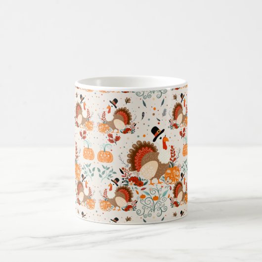 Erntedank Türkei Herbstmuster Kaffeetasse (Mittel)