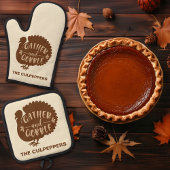 Erntedank Türkei Individuelle Name Gather und Gobb Ofenhandschuh & Topflappen-Set