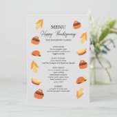 Erntedank Türkei Mais Cupcake Pie Abendmenü Menükarte (Stehend Vorderseite)