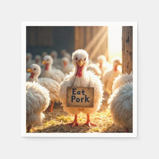 Erntedank Türkei mit dem Zeichen "Schweinefleisch Serviette (Vorderseite)