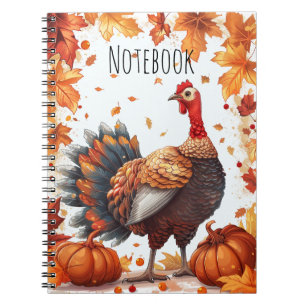 Erntedank Türkei mit Herbstleaves und Pumpkin Notizblock