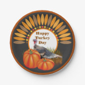 Erntedank Türkei mit Pumpkin Design Pappteller (Vorderseite)