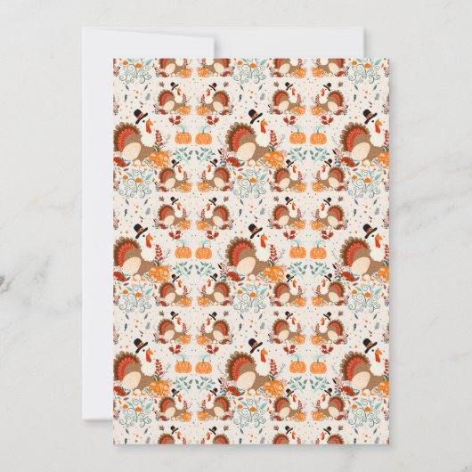 Erntedank Türkei mit Pumpkins, Herbst Einladung (Rückseite)