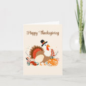 Erntedank Türkei mit Pumpkins und Herbst Verlassen Karte (Vorderseite)