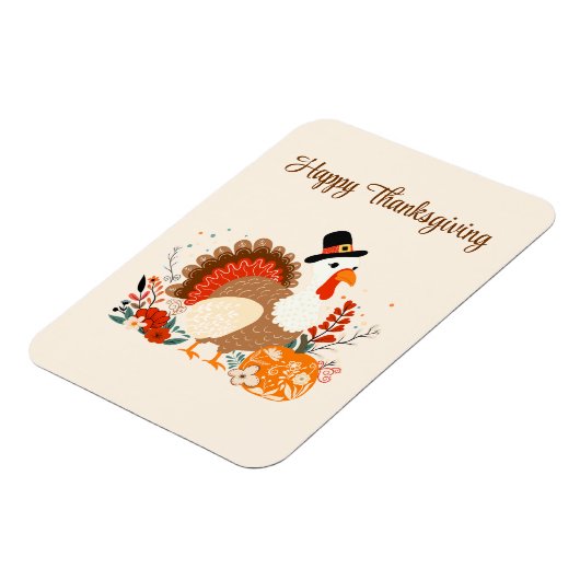 Erntedank Türkei mit Pumpkins und Herbst Verlassen Magnet (Linke Seite)