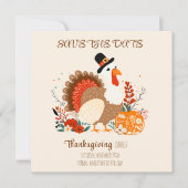 Erntedank Türkei mit Pumpkins und Herbst Verlassen Save The Date (Vorderseite)