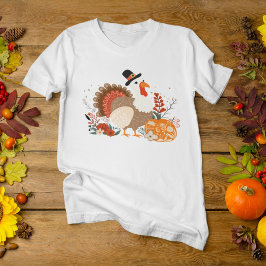 Erntedank Türkei mit Pumpkins und Herbst Verlassen T-Shirt