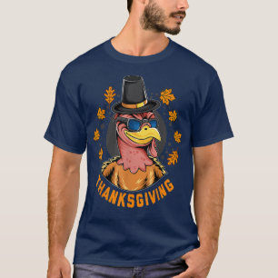 Erntedank Türkei mit Sonnenbrille Niedlichen Hut T-Shirt