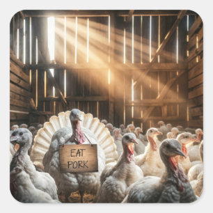 Erntedank Türkei mit sonnigen Zeichen Quadratischer Aufkleber