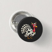Erntedank Türkei Moo Cow Head Funny Fall Familie Button (Vorne & Hinten)