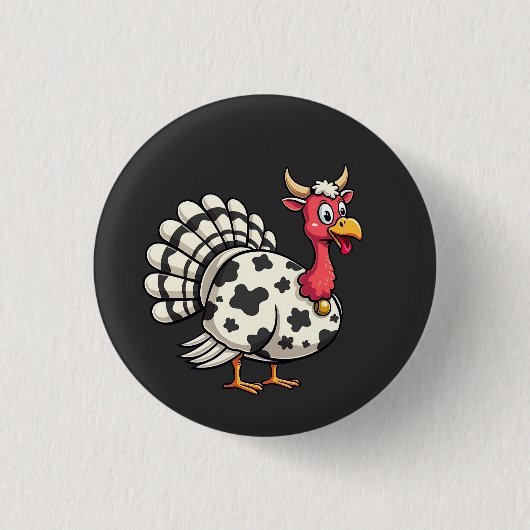 Erntedank Türkei Moo Cow Head Funny Fall Familie Button (Vorderseite)