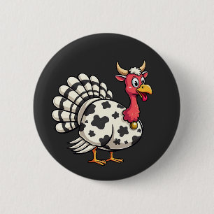 Erntedank Türkei Moo Cow Head Funny Fall Familie Button