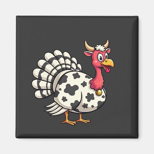 Erntedank Türkei Moo Cow Head Funny Fall Familie Magnet (Vorne)
