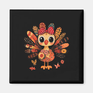 Erntedank Türkei Niedlich Coquette Bow Girl Kid Wo Magnet