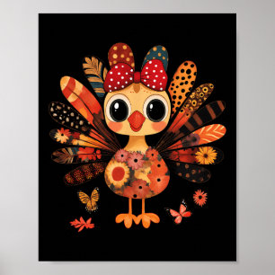 Erntedank Türkei Niedlich Coquette Bow Girl Kid Wo Poster