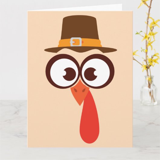 Erntedank Türkei Niedlich Funny Albern Face Cartoo Karte (Gelbe Blume)