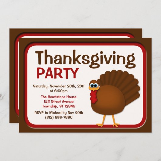 Erntedank Türkei Party Einladungen (Vorne/Hinten)