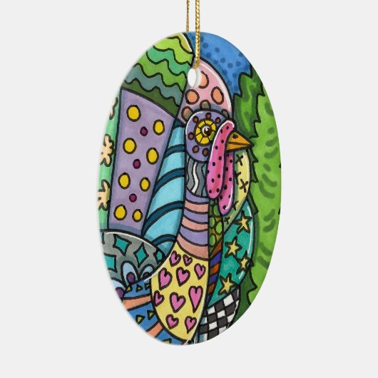 ERNTEDANK TÜRKEI, PATCHWORK FEATHERS, FOLK ART KERAMIK ORNAMENT (Rechts)