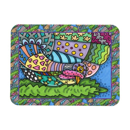ERNTEDANK TÜRKEI, PATCHWORK FEATHERS, FOLK ART MAGNET (Horizontal)