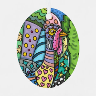 ERNTEDANK TÜRKEI, PATCHWORK FEATHERS, FOLK ART ORNAMENT AUS METALL