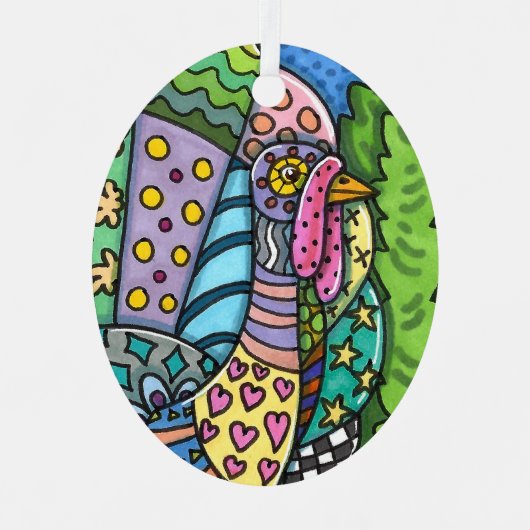 ERNTEDANK TÜRKEI, PATCHWORK FEATHERS, FOLK ART ORNAMENT AUS METALL (Vorderseite)