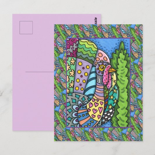 ERNTEDANK TÜRKEI, PATCHWORK FEATHERS, FOLK ART POSTKARTE (Vorne/Hinten)