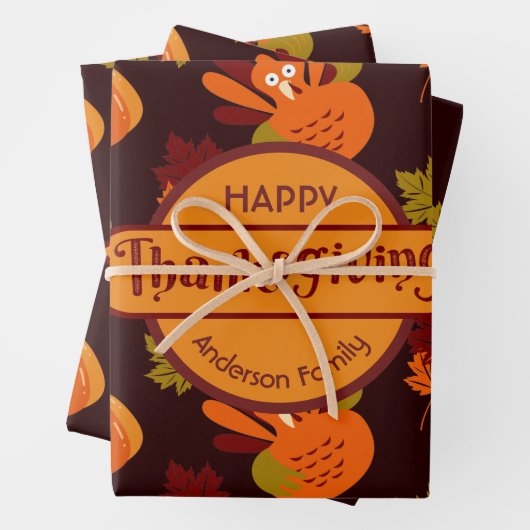 Erntedank Türkei Pumpkin Herbstleaves Geschenkpapier Set (Beispiel)