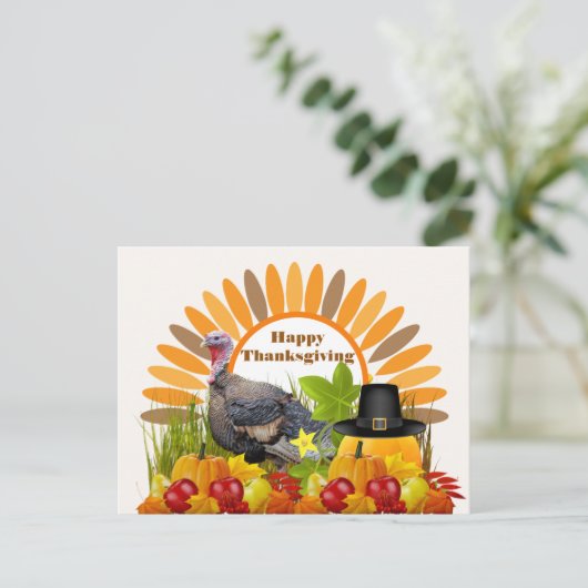 Erntedank Türkei, Pumpkins Holiday Postcard Postkarte (Stehend Vorderseite)