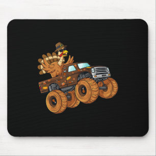 Erntedank Türkei Reiten Monster Truck Boys Kinder Mousepad