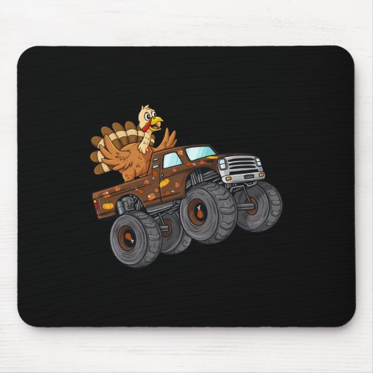 Erntedank Türkei Reiten Monster Truck Boys Kinder Mousepad (Vorne)