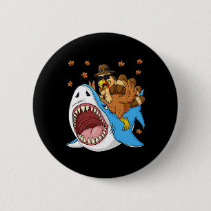 Erntedank Türkei Riding Shark Fun Kleinkind Boys Button