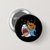Erntedank Türkei Riding Shark Fun Kleinkind Boys Button (Vorne & Hinten)