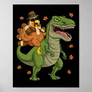 Erntedank Türkei Riding T Rex Dinosaur Kleinkind Poster