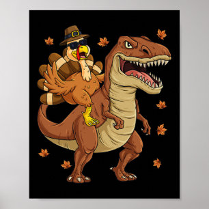Erntedank Türkei Riding T Rex Dinosaur Kleinkind Poster