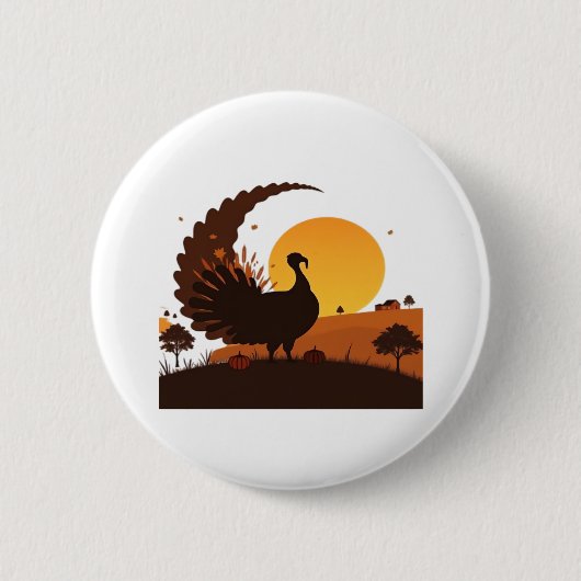 Erntedank Türkei Silhouette - Sunset Harvest Sc Button (Vorderseite)