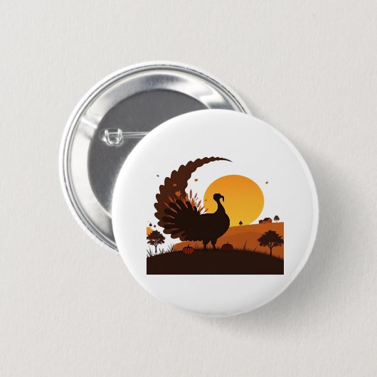 Erntedank Türkei Silhouette - Sunset Harvest Sc Button (Vorne & Hinten)