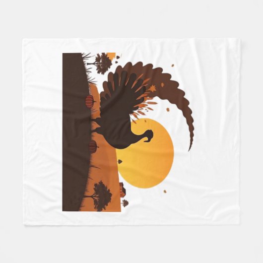 Erntedank Türkei Silhouette - Sunset Harvest Sc Fleecedecke (Vorderseite (Horizontal))