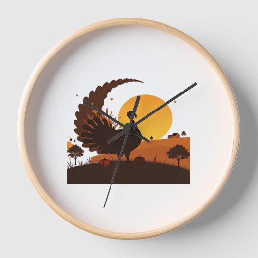 Erntedank Türkei Silhouette - Sunset Harvest Sc Uhr (Vorderseite)