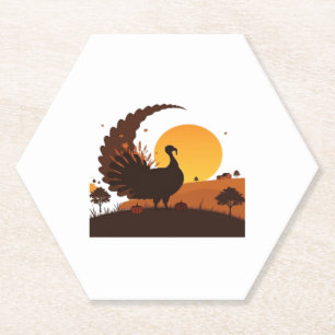 Erntedank Türkei Silhouette - Sunset Harvest Sc Untersetzer