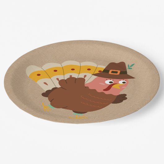 Erntedank Türkei Spaß Pappteller (Schrägansicht)