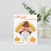 Erntedank Türkei spielt Doh Gift Card Einladung (Stehend Vorderseite)