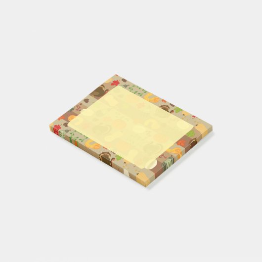 Erntedank Türkei Squash Autumn Harvest Pattern Post-it Klebezettel (angewinkelt)