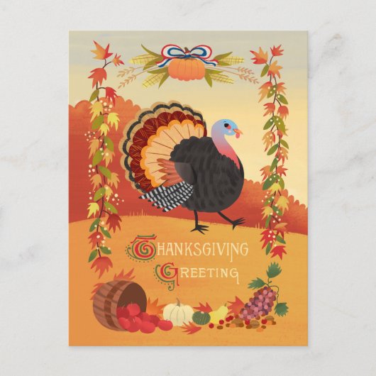 Erntedank Türkei und Herbsternte Postkarte (Vorderseite)