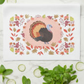 Erntedank Türkei und Herbstlaub Geschirrtuch (Gefaltet)